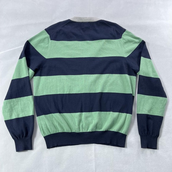 Brooks Brothers Cardigan Sweater Mens XL Navy Green Stripe Cotton Cashmere - Picture 7 of 12